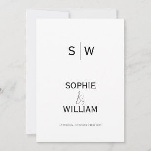 Minimalist Formal Monogram Ampersand Wedding Invitation