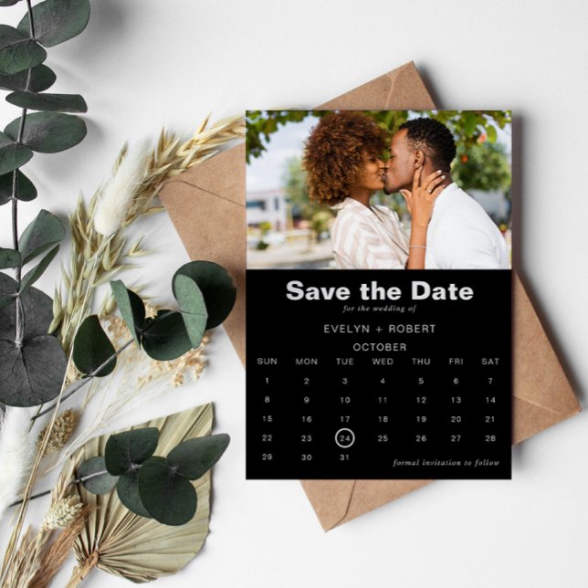 Minimalist Formal Photo Black Save the date   Invitation (Creator Uploaded)