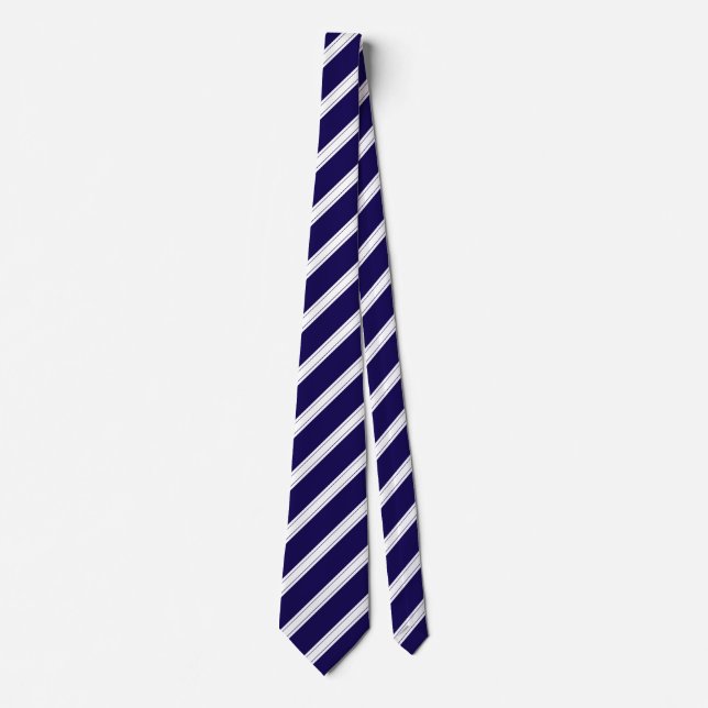 Minimalist Formal Simple Modern Blue and White Tie (Front)