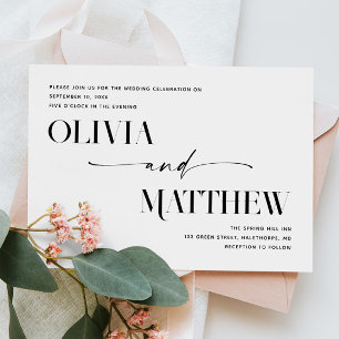 Minimalist Formal Typography Wedding Photo + QR Invitation
