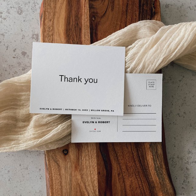 Minimalist Formal Wedding Thank You Postcard (Creator Uploaded)