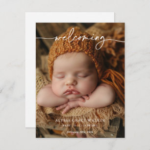 Minimalist Formal Welcoming Baby Announcement card