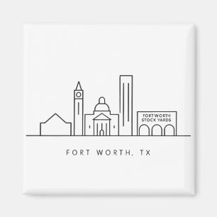 Minimalist Fort Worth Skyline Illustration Magnet