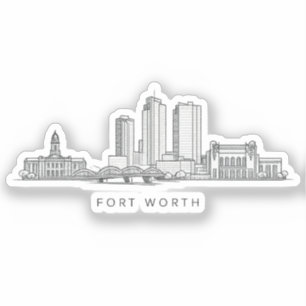 Minimalist Fort Worth Skyline Line Art