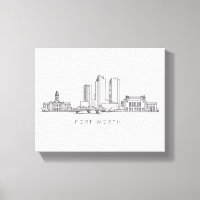 Minimalist Fort Worth Skyline Line Art