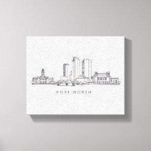 Minimalist Fort Worth Skyline Line Art Canvas Print