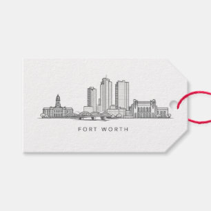 Minimalist Fort Worth Skyline Line Art Gift Tags