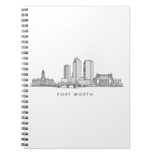 Minimalist Fort Worth Skyline Line Art Notebook