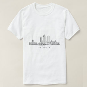 Minimalist Fort Worth Skyline Line Art T-Shirt