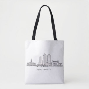 Minimalist Fort Worth Skyline Line Art Tote Bag