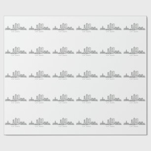 Minimalist Fort Worth Skyline Line Art Wrapping Paper
