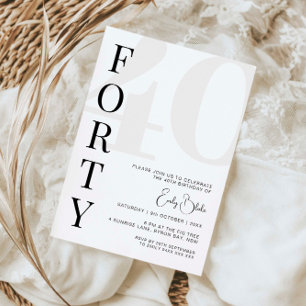 Minimalist Forty 40th Birthday Party Invitation