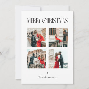 Minimalist Four Photo Merry Christmas Elegant Holiday Card