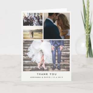 Minimalist Four Wedding Photos Thank You Card