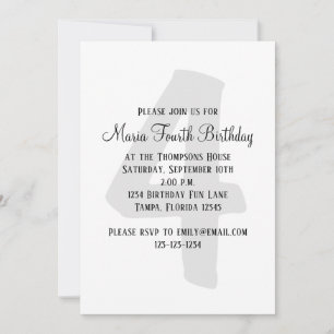 Minimalist Fourth Birthday Gender Neutral  Invitation