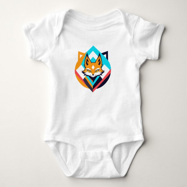 Minimalist Fox Art Baby Bodysuit (Front)