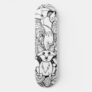 Minimalist Fox Black and White Skateboard