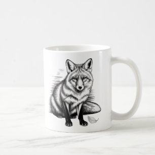 Minimalist Fox Line Art – Emotional Black Ink Coffee Mug