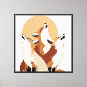 Minimalist Fox Pack Giclee Canvas Wall Art