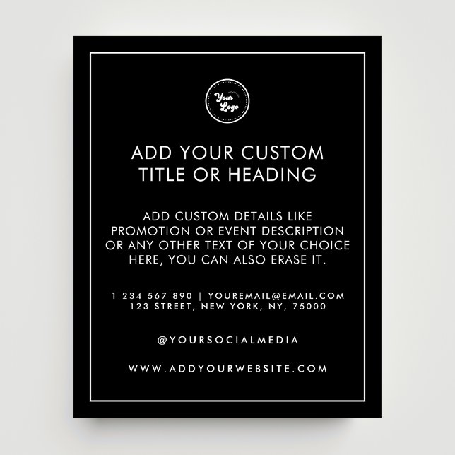 Minimalist Frame Border Custom Business Logo Black Flyer (Creator Uploaded)