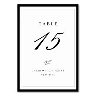 Minimalist Frame Elegant Leaf Table Number