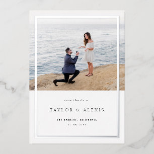 Minimalist Frame Photo Save the Date Silver