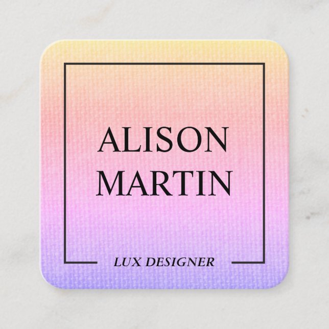 Minimalist Frame with Chic Texture Square Business Card (Front)