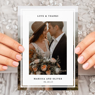 Minimalist Framed Photo Folded Wedding Thank You Card