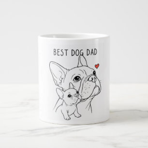 Minimalist French Bulldog "Best Dog Dad" Line Art  Large Coffee Mug