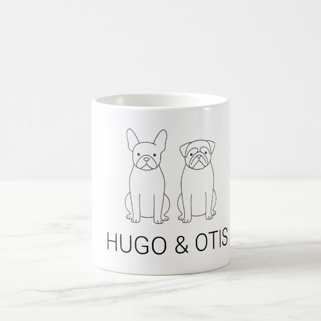 Minimalist French Bulldog & Pug Custom Name Coffee Mug (Center)