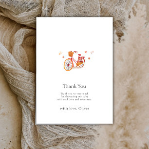 Minimalist French Fall Leaves Bicycle Baby shower Thank You Card