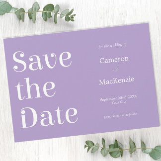 Minimalist French Lilac Wedding Save the Date