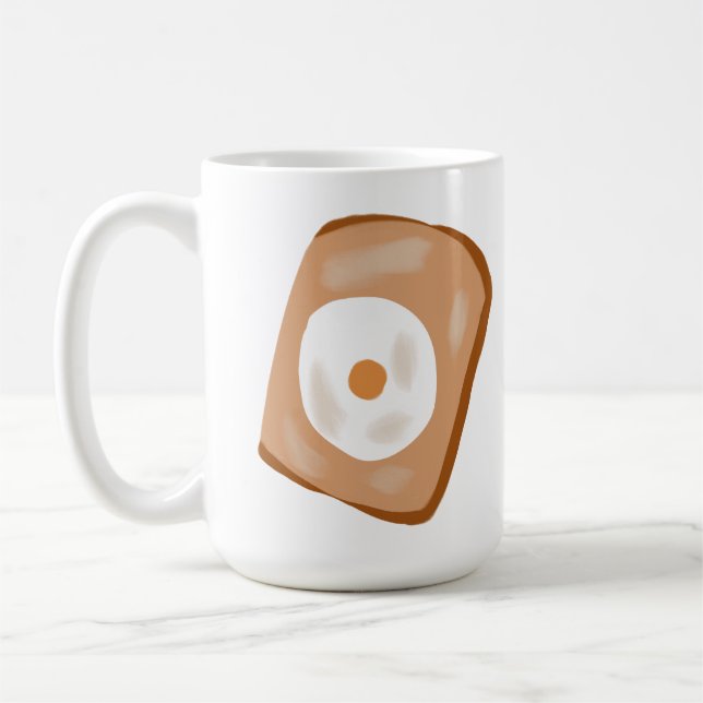 Minimalist Fried Egg On Toast Brunch Gift Coffee Mug (Left)