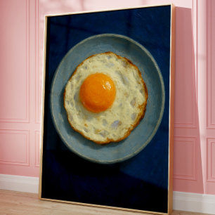 Minimalist Fried Egg Wall Art Print Modern Poster