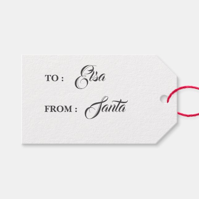 Minimalist From Santa Christmas Gift Tag (Front (Horizontal))
