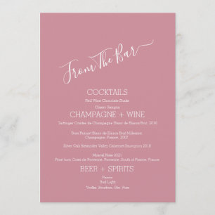 Minimalist From the Bar Wedding Bar Menu Card