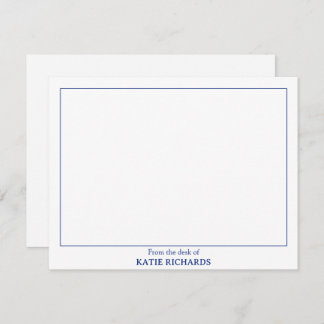 Minimalist From the desk of Square Border Blue Card