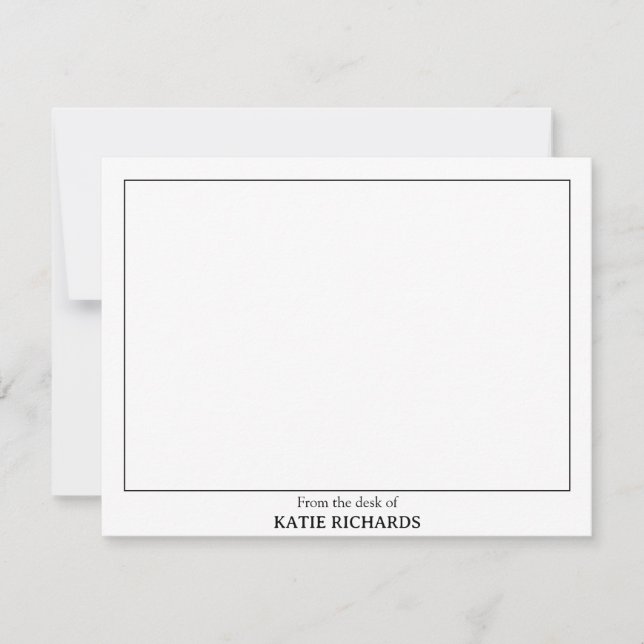 Minimalist From the desk of Square Border Card (Front)