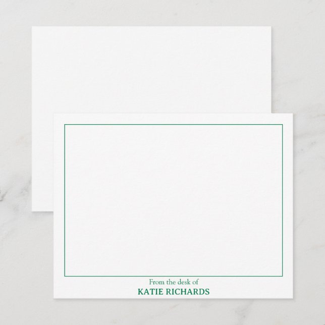 Minimalist From the desk of Square Border Green Card (Front/Back)