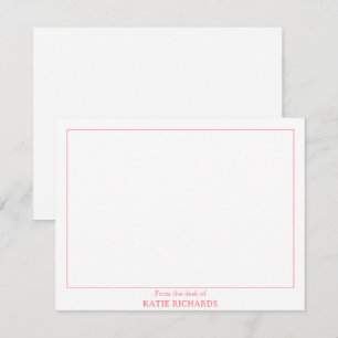 Minimalist From the desk of Square Border Pink Card