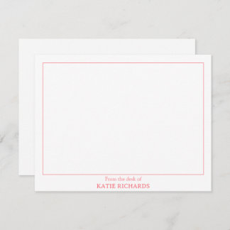 Minimalist From the desk of Square Border Pink Card