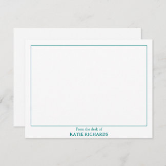 Minimalist From the desk of Square Border Teal Card