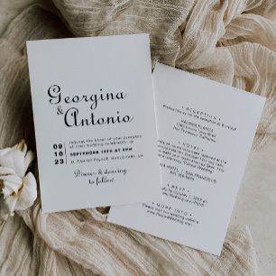 Minimalist Front and Back Wedding  Invitation