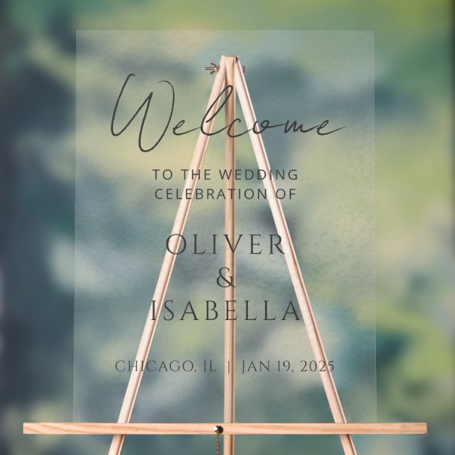 Minimalist Frosted Acrylic Wedding Welcome Sign (Neutral)
