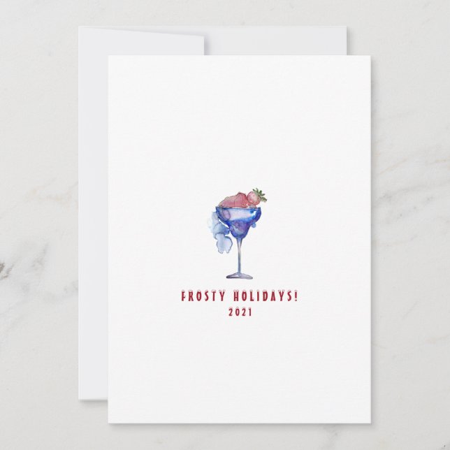 Minimalist Frosty Holidays Cocktail Holiday Card (Front)