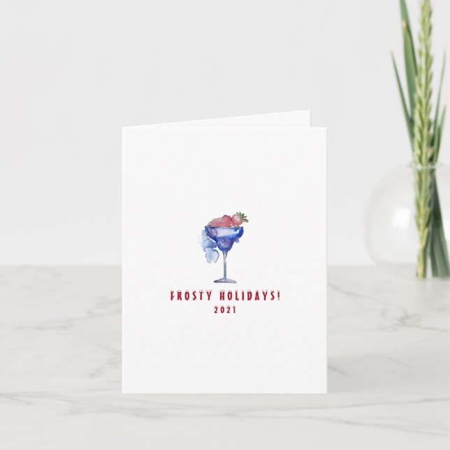 Minimalist Frosty Holidays Cocktail Holiday Card (Front)