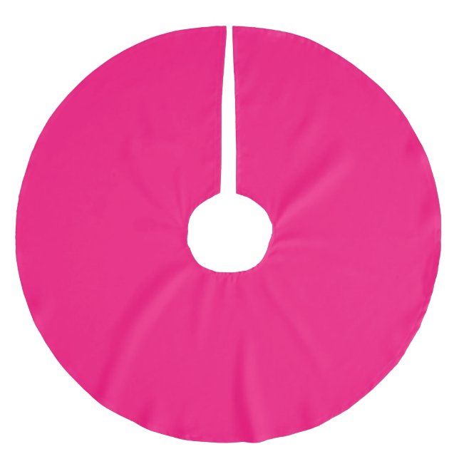 Minimalist fuchsia hot pink solid plain modern brushed polyester tree skirt (Front)