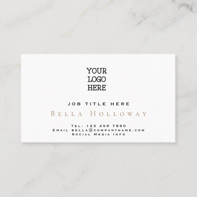 Minimalist fully customisable with your logo business card (Front)