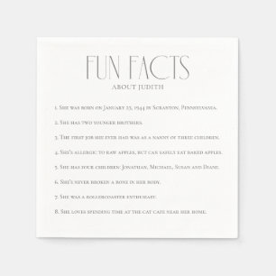 Minimalist Fun Facts Birthday Napkin