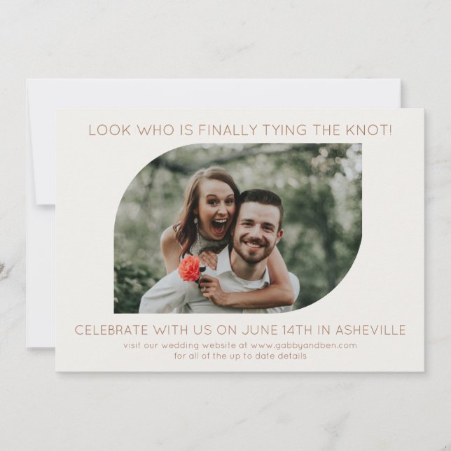 Minimalist Fun Geometric Photo Frame Wedding Invitation (Front)